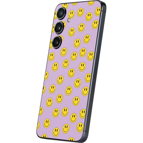 Purple Happy Face Pattern Galaxy S25 Skin